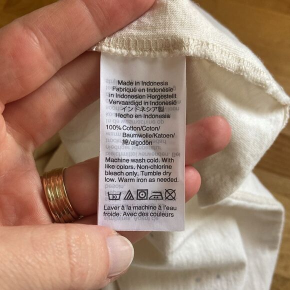 Madewell Ivory Petite Floral Print Pocketed Cropped Short Sleeve Blouse Sz Small - Picture 7 of 7